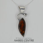 German Baltic Cognac Amber Modern Pendant 925 Silver Handmade PE0339 RRP£475!!!