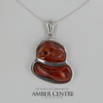 German Baltic Honey Amber Modern Pendant 925 Silver Handmade PE0338 RRP£425!!!