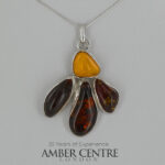 German Baltic Multicolour Amber Pendant 925 Silver Handmade PE0343 RRP£225!!!
