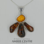 German Baltic Multicolour Amber Pendant 925 Silver Handmade PE0345 RRP£265!!!