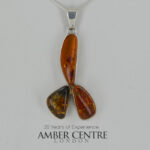 German Baltic Multicolour Amber Modern Pendant 925 Silver Handmade PE0347 RRP£265!!!