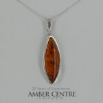 German Baltic Honey Amber Modern Pendant 925 Silver Handmade PE0350 RRP£135!!!