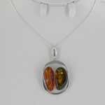 German Baltic Green and Honey Amber Pendant 925 Silver Handmade PE0321 RRP£295!!!