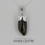 Dominican Brown Amber Modern Pendant 925 Silver Handmade PE0327 RRP£195!!!