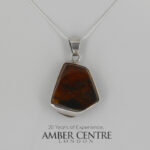 German Baltic Dark Honey Amber Modern Pendant 925 Silver Handmade PE0329 RRP£295!!!