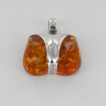 German Baltic Amber Modern "Bum" Pendant 925 Silver Handmade PE0332 RRP£285!!!
