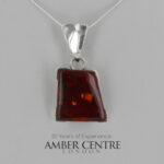 German Baltic Cherry Amber Modern Pendant 925 Silver Handmade PE0300– RRP£145!!!