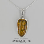 German Baltic Green Amber Modern Pendant 925 Silver Handmade PE0301 RRP£145!!!
