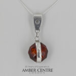 German Baltic Amber Modern Pendant 925 Silver Handmade PE0302 – RRP£200!!!