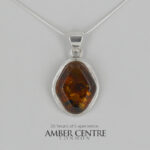 German Baltic Amber Modern Pendant 925 Silver Handmade PE0309 RRP£100!!!