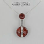 German Baltic Honey Diamond Cut Amber Modern Pendant 925 Silver Handmade PE0311 - RRP£250!!!
