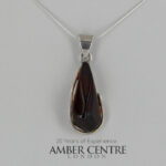 German Baltic Cherry Amber Modern Pendant 925 Silver Handmade PE0314 RRP£145!!!