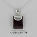 German Baltic Cherry Amber Modern Pendant 925 Silver Handmade PE0317 RRP£100!!!