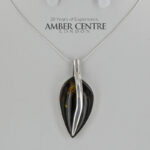 German Baltic Cherry/Green Amber Modern Pendant 925 Silver Handmade PE0319 RRP£295!!!