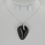 Large Dominican Dark Cherry Amber Heart Modern Pendant 925 Silver Handmade PE0320 RRP£475!!!