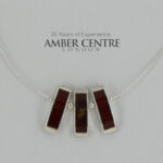 German Baltic Inlaid Amber Handmade Necklace in 925 Sterling Silver N147 RRP£195!!!