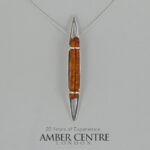 German Baltic Honey Amber Modern Pendant 925 Silver Handmade PE0351 RRP£100!!!