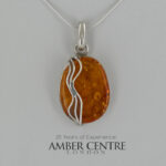 German Baltic Honey Amber Modern Pendant 925 Silver Handmade PE0353 RRP£125!!!