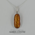 German Baltic Cognac Amber Modern Pendant 925 Silver Handmade PE0355 RRP£145!!!