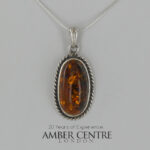 German Baltic Honey Amber Classic Pendant 925 Silver Handmade PE0356 RRP£125!!!