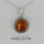 German Baltic Honey Amber Modern Pendant 925 Silver Handmade PE0358 RRP£100!!!