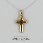 Italian Unique Handmade Cross Pendant German Baltic Amber 9ct Gold -GP0204 RRP£695!!!