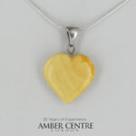 German Baltic Butterscotch Amber Heart Pendant 925 Silver Handmade PE0146 RRP£50!!!