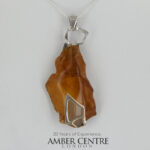 German Baltic Honey Amber Modern Pendant 925 Silver Handmade PE0178 RRP£595!!!