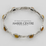 HANDMADE GERMAN Green BALTIC AMBER ELEGANT BRACELET 925 SILVER BR214G RRP£175!!!