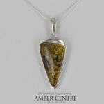 German Baltic Green Amber Modern Pendant 925 Silver Handmade PE0266 RRP£125!!!