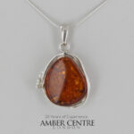 German Baltic Honey Amber Modern Pendant 925 Silver Handmade PE0279 RRP£125!!!