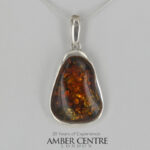 German Baltic Brown Amber Modern Pendant 925 Silver Handmade PE0283 RRP£145!!!