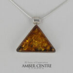 German Baltic Honey Amber Modern Pendant 925 Silver Handmade PE0284 RRP£125!!!