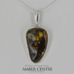 German Baltic Green Amber Modern Pendant 925 Silver Handmade PE0287 RRP£145!!!