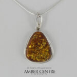 German Baltic Green Amber Modern Pendant 925 Silver Handmade PE0288 RRP£100!!!
