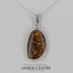 German Baltic Green Amber Modern Pendant 925 Silver Handmade PE0289 RRP£145!!!