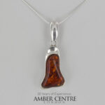 German Baltic Honey Amber Modern Pendant 925 Silver Handmade PE0292 RRP£150!!!