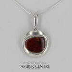 German Baltic Honey Amber Modern Pendant 925 Silver Handmade PE0299 RRP£100!!!