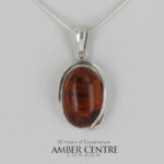 German Baltic Honey Amber Modern Pendant 925 Silver Handmade PE0362 RRP£80!!!