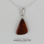 German Baltic Honey Amber Modern Pendant 925 Silver Handmade PE0363 RRP£80!!!