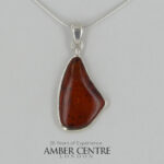 German Baltic Cognac Amber Modern Pendant 925 Silver Handmade PE0366 RRP£60!!!