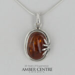 German Baltic Cognac Amber Modern Pendant 925 Silver Handmade PE0367 RRP£100!!!