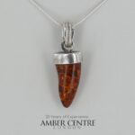 German Baltic Cognac Amber Modern Pendant 925 Silver Handmade PE0372 RRP£135!!!