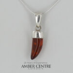 German Baltic Cognac Amber Modern Pendant 925 Silver Handmade PE0376 RRP£90!!