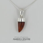 German Baltic Cognac Amber Modern Pendant 925 Silver Handmade PE0377 RRP£100.!!!