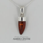 German Baltic Cognac Amber Modern Pendant 925 Silver Handmade PE0378 RRP£100!!!
