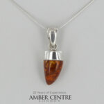 German Baltic Cognac Amber Modern Pendant 925 Silver Handmade PE0378A RRP£100!!!