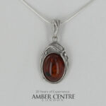 German Baltic Cognac Amber Antique Pendant 925 Silver Handmade PE0382 RRP£65!!!