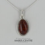 German Baltic Cognac Amber Classic Pendant 925 Silver Handmade PE0383 RRP£90!!