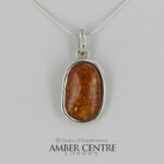 German Baltic Honey Amber Modern Pendant 925 Silver Handmade PE0386 RRP£145!!!